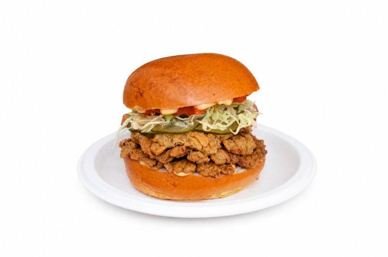 Karaage fried mushroom sandwich, vegan, at Wishbone, Bica, Lisbon